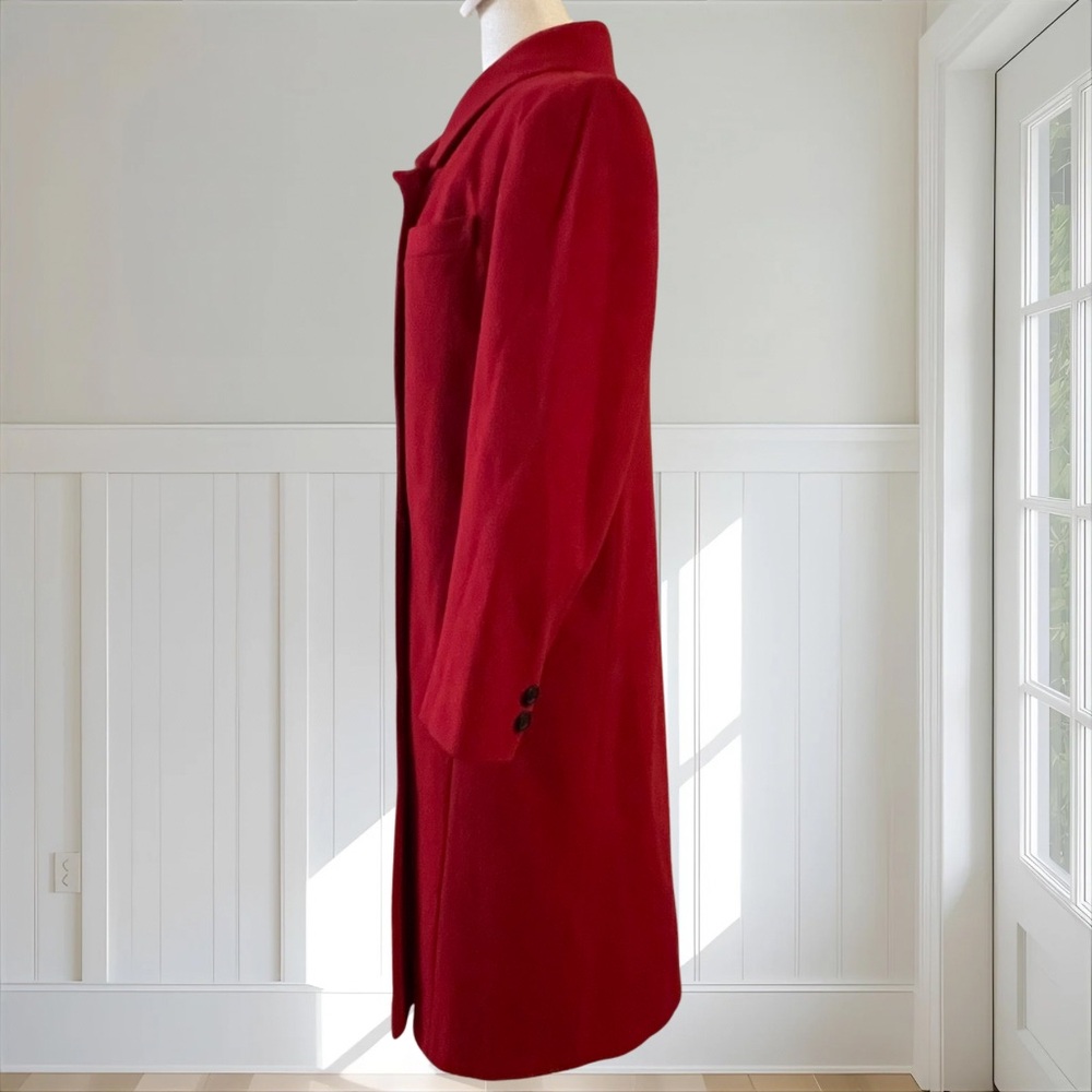 ADOLFO CLASSICS Vintage 90s Red 100% Wool Double Breasted Long Coat 8P Ukraine - Picture 6 of 12